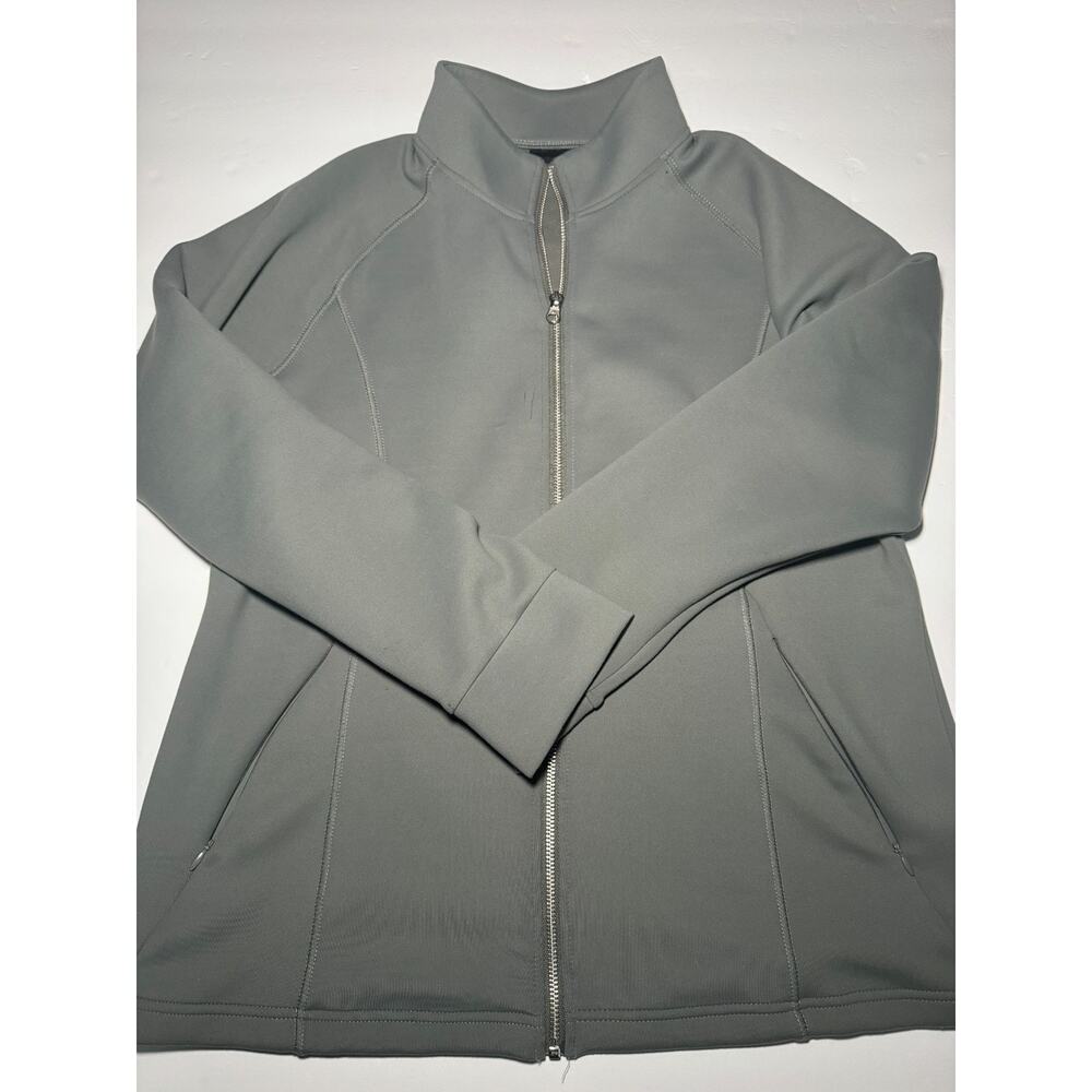 32 Degrees Heat Women Gray Full Zip Jacket Size Large Athletic Stretch Thumbhole
